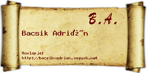 Bacsik Adrián névjegykártya