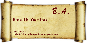 Bacsik Adrián névjegykártya